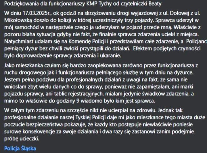 Treść podziękowań
