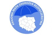 Obraz przedstawia mapę z napisem Krajowa Mapa Zagrożeń Bezpieczeństwa