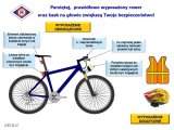Obrazek przedstawia rower i opis prawidłowo wyposażonego jednośladu