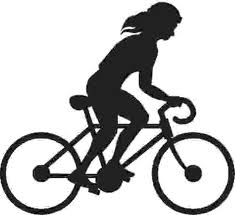 Obrazek przedstawia czarno-biały widok kobiety jadącej na rowerze