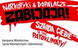 logo kampanii &quot;Narkotyki i dopalacze zabijają&quot; pod hasłem &quot;Szkoda ciebie na takie patoklimaty&quot;