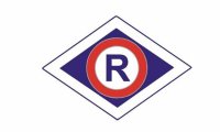 Logo wydziału ruchu drogowego Litera &quot;R&quot; w rombie