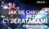 Napis: Jak się chronić przed cyberatakami. W tle rozmyta klawiatura.