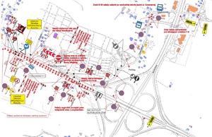 Mapa przedstawia zmianę organizacji ruchu w rejonie cmentarza