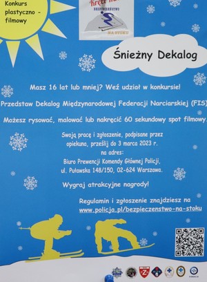 Plakat reklamujący konkurs &quot;Śnieżny dekalog&quot;