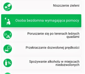 Na zdjęciu widok aplikacji Krajowej Mapy Zagrożeń Bezpieczeństwa, na której widoczna jest zakładka z napisem o treści: osoba bezdomna wymagająca pomocy.