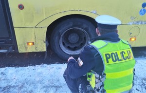 Na zdjęciu policjant oraz pojazd uczestniczące w zdarzeniu drogowym.