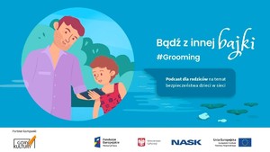 Plakat informacyjny dotyczący zjawiska child grooming.