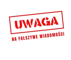 Ramka z napisem Uwaga na fałszywe wiadomości