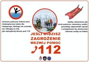 Grafika z napisem o treści: Jeśli widzisz zagrożenie wezwij pomoc 112