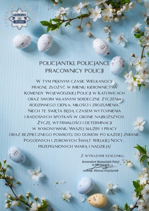 treść życzeń Komendanta Wojewódzkiego Policji w Katowicach