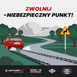 Plakat kampanii Zwolnij-niebezpieczny punkt