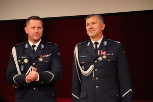 Na zdjęciu umundurowani policjanci podczas obchodów Święta Policji w Tychach