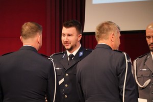 Na zdjęciu umundurowani policjanci podczas obchodów Święta Policji w Tychach