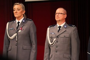 Na zdjęciu umundurowani policjanci podczas obchodów Święta Policji w Tychach