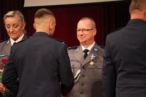 Na zdjęciu umundurowani policjanci podczas obchodów Święta Policji w Tychach