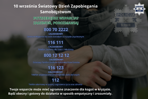Kolorowy plakat Światowego Dnia Zapobiegania Samobójstwom