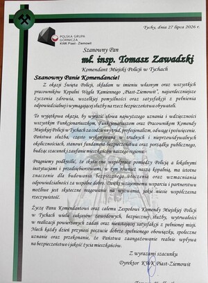 List gratulacyjny od gości honorowych.